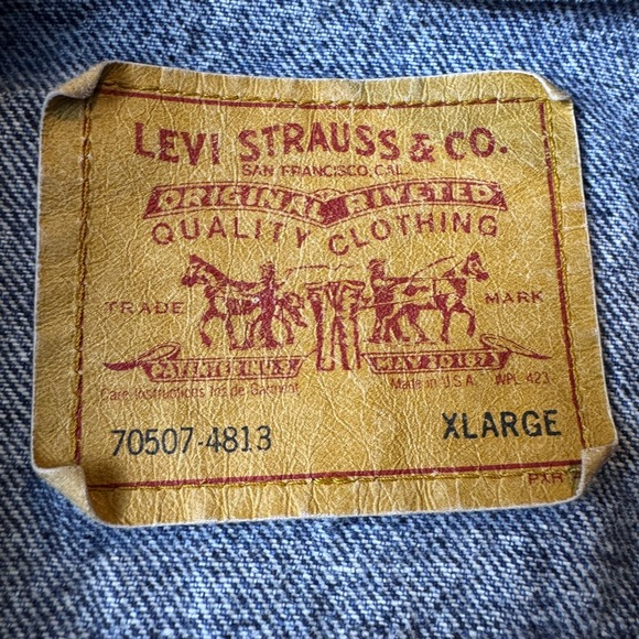 VTG Levi's Denim Acid Wash Trucker Jean Jacket Made In USA 70507-4813 Men's XL - Picture 3 of 13